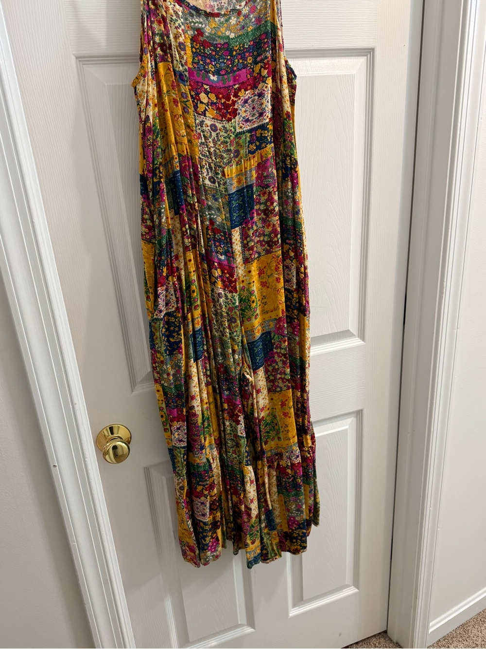 Natural Life Yellow Floral Patchwork Jumpsuit with Spaghetti Straps - Picture 3 of 3